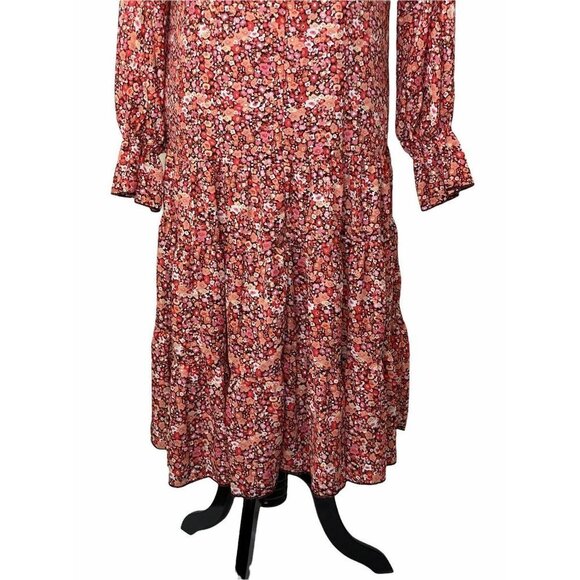 OPT Womens Multicolor Floral Ruffle Tie Neck Keyhole Front Maxi Dress Size XS - Picture 4 of 8